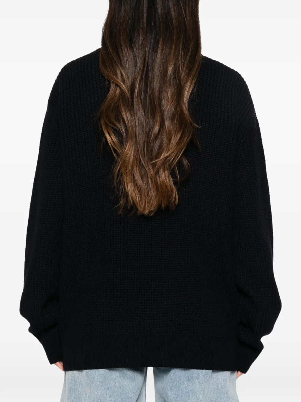 A.P.C. Wafelgebreide trui met halve rits Blauw