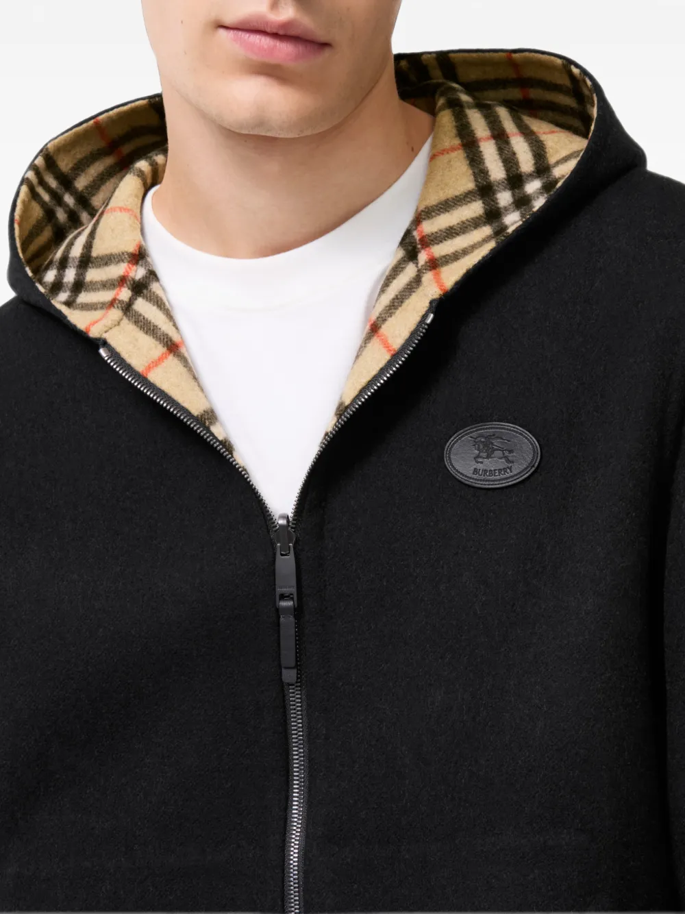 Burberry Newport omkeerbaar wollen jack met capuchon Zwart