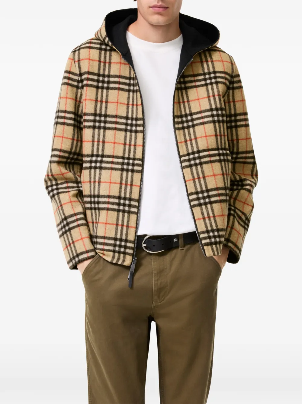 Burberry Newport omkeerbaar wollen jack met capuchon Zwart