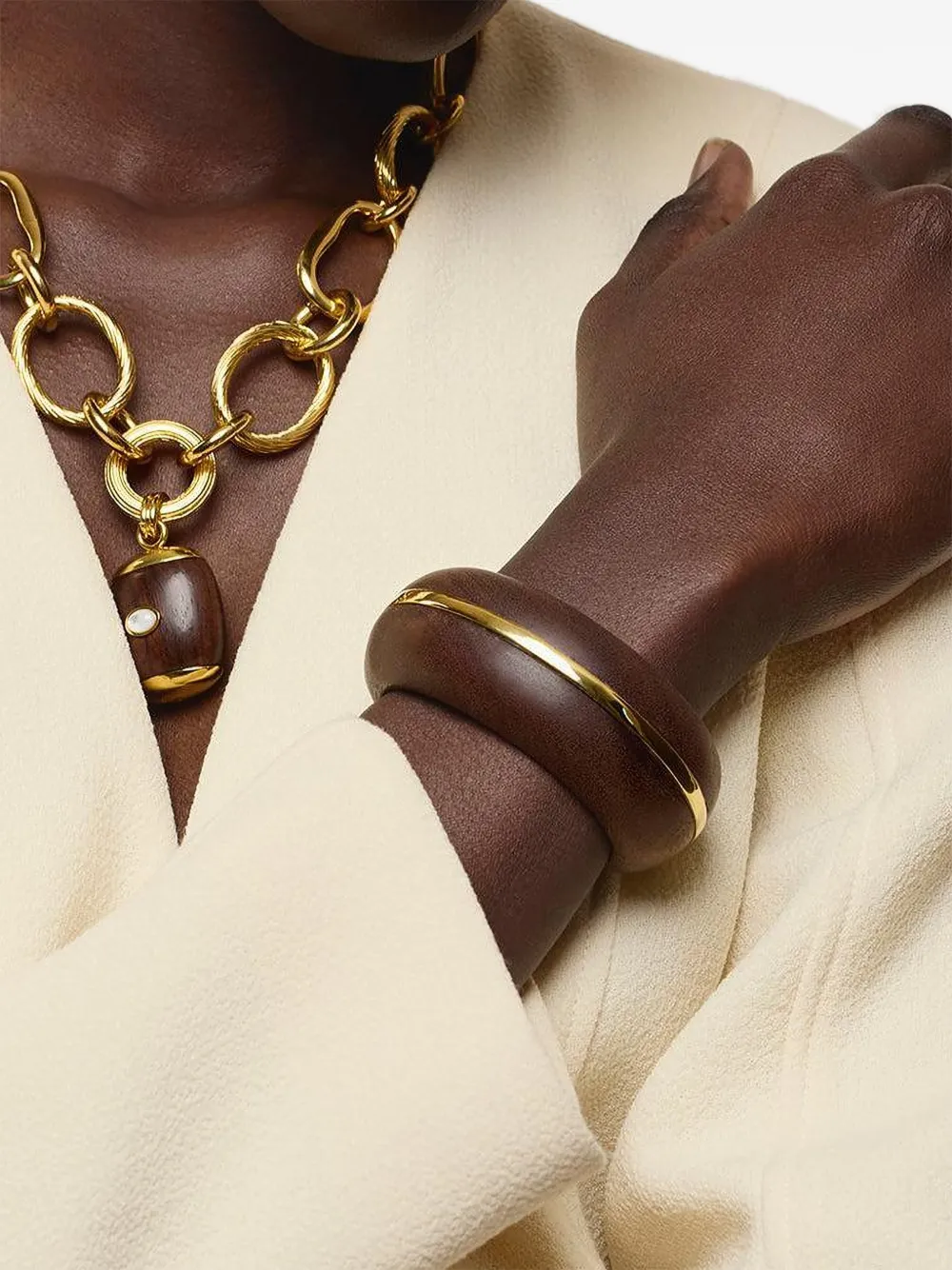 Lizzie Fortunato Halo cuff bracelet - Marrone