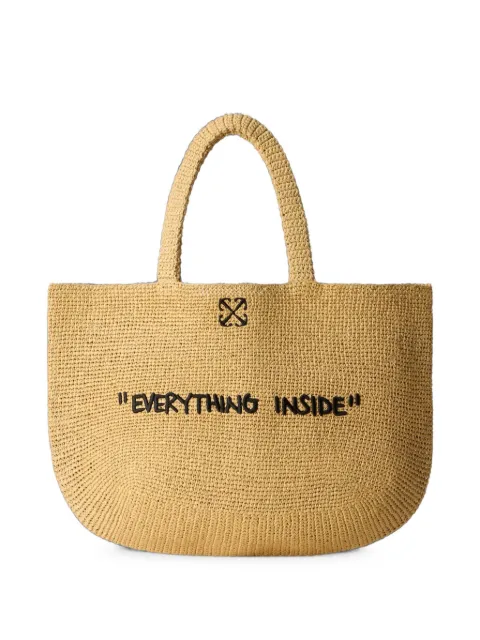 Off-White Jitney quote raffia tote bag