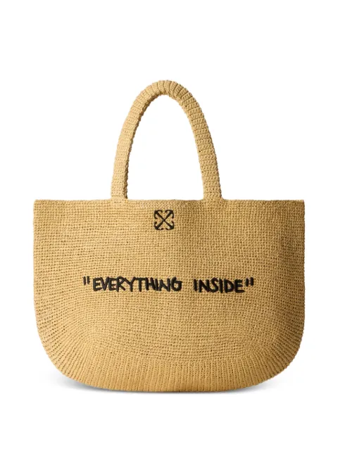 Off-White Jitney quote raffia tote bag