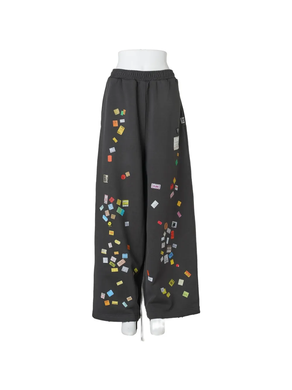 Maison MIHARA YASUHIRO Price Tag Sticker printed wide sweat pants - Grigio