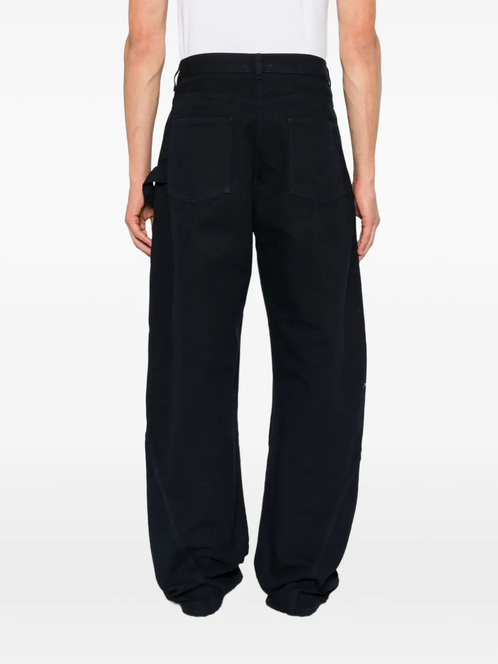 JW Anderson Guinness print workwear wide-leg trousers Blauw