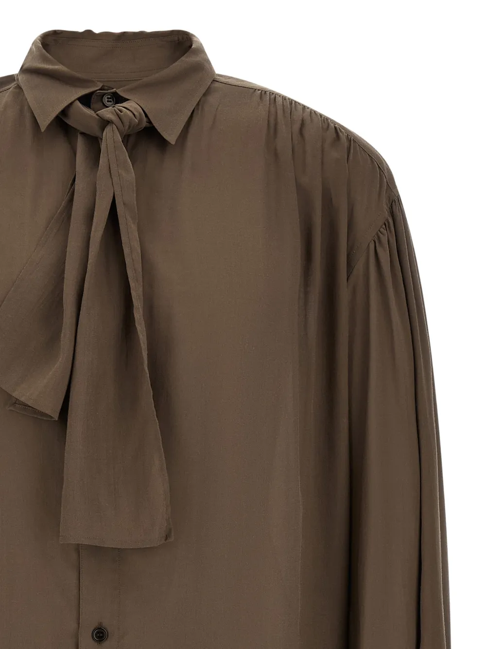 Yohji Yamamoto Blouse met pofmouwen en sjaaldetail Groen