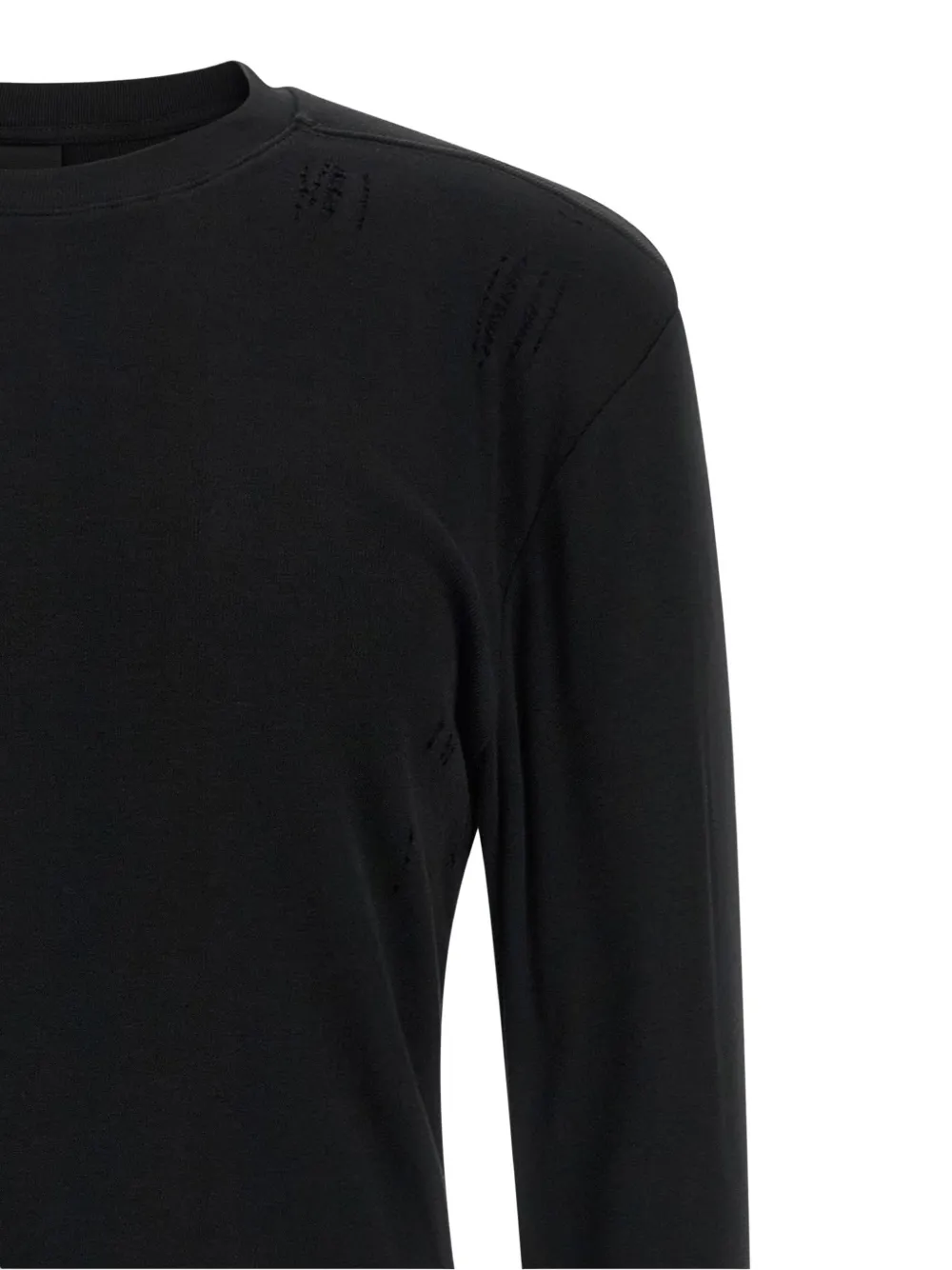 Thom Krom MTS 969 gerafeld dubbellaags T-shirt Zwart