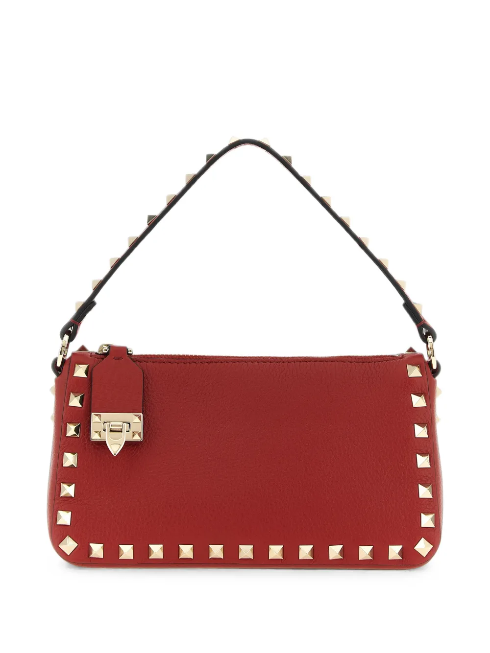 Valentino Garavani small Rockstud grainy calfskin crossbody bag - Rosso