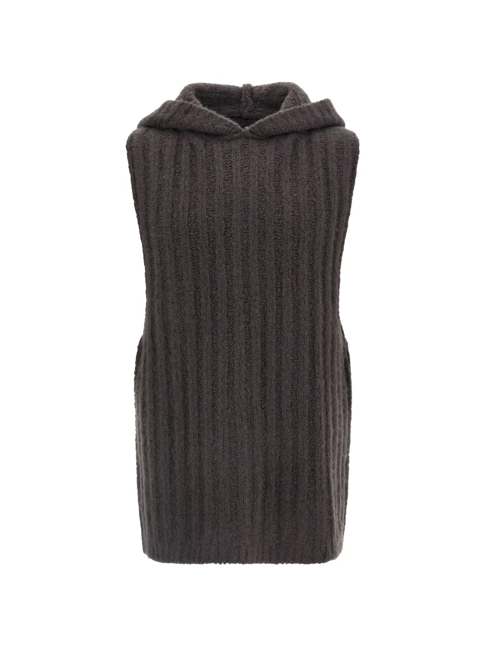 Rick Owens Ribbed-knit Hooded Tank Top In 그레이