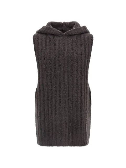 Rick Owens ribbed-knit hooded tank top