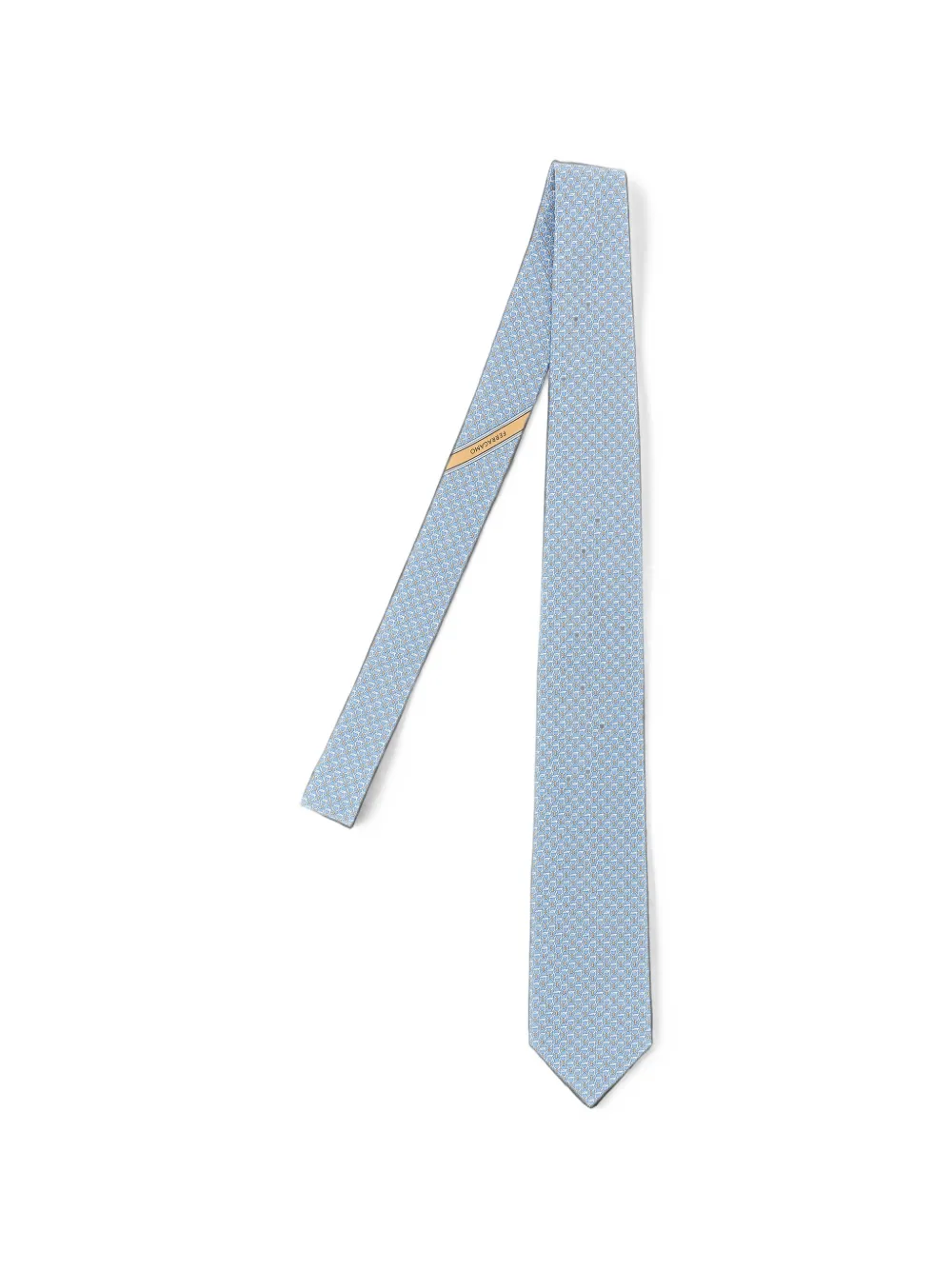 Ferragamo Gancini links print silk tie - Blu