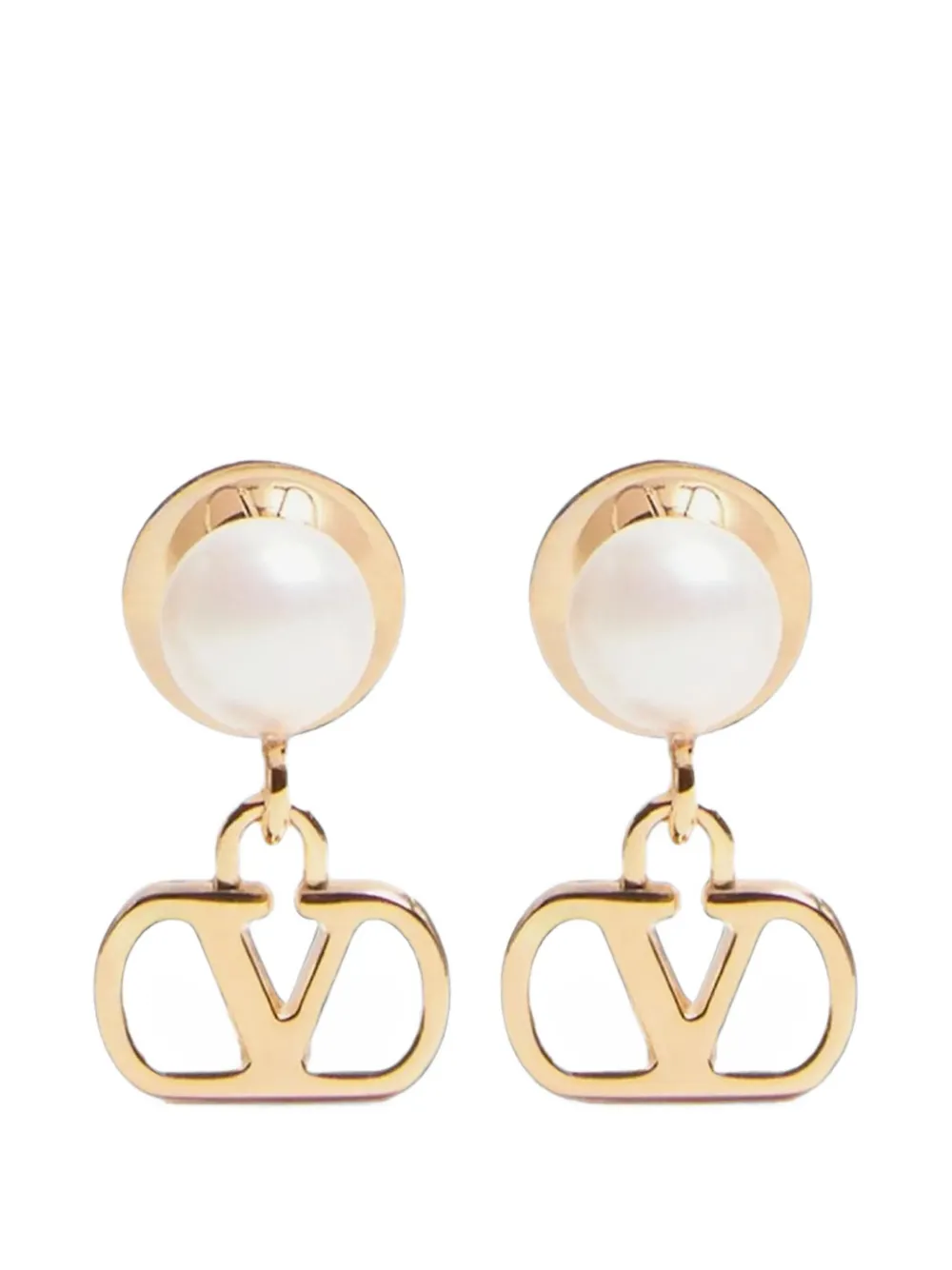 Valentino Garavani VLogo Signature metal and pearl earrings · OS