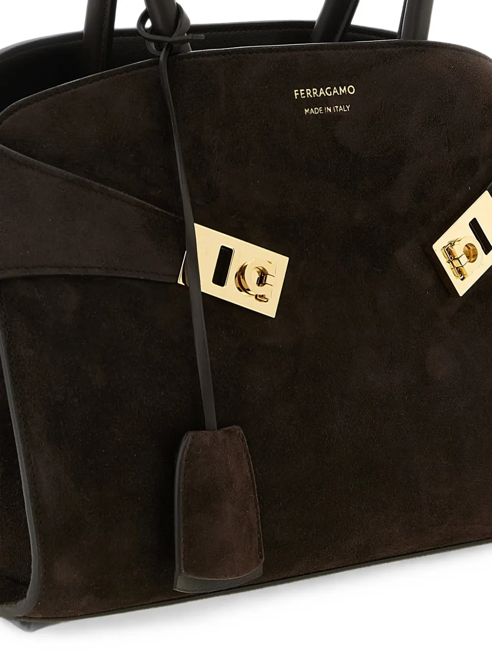 Ferragamo Kleine Hug suède shopper Bruin