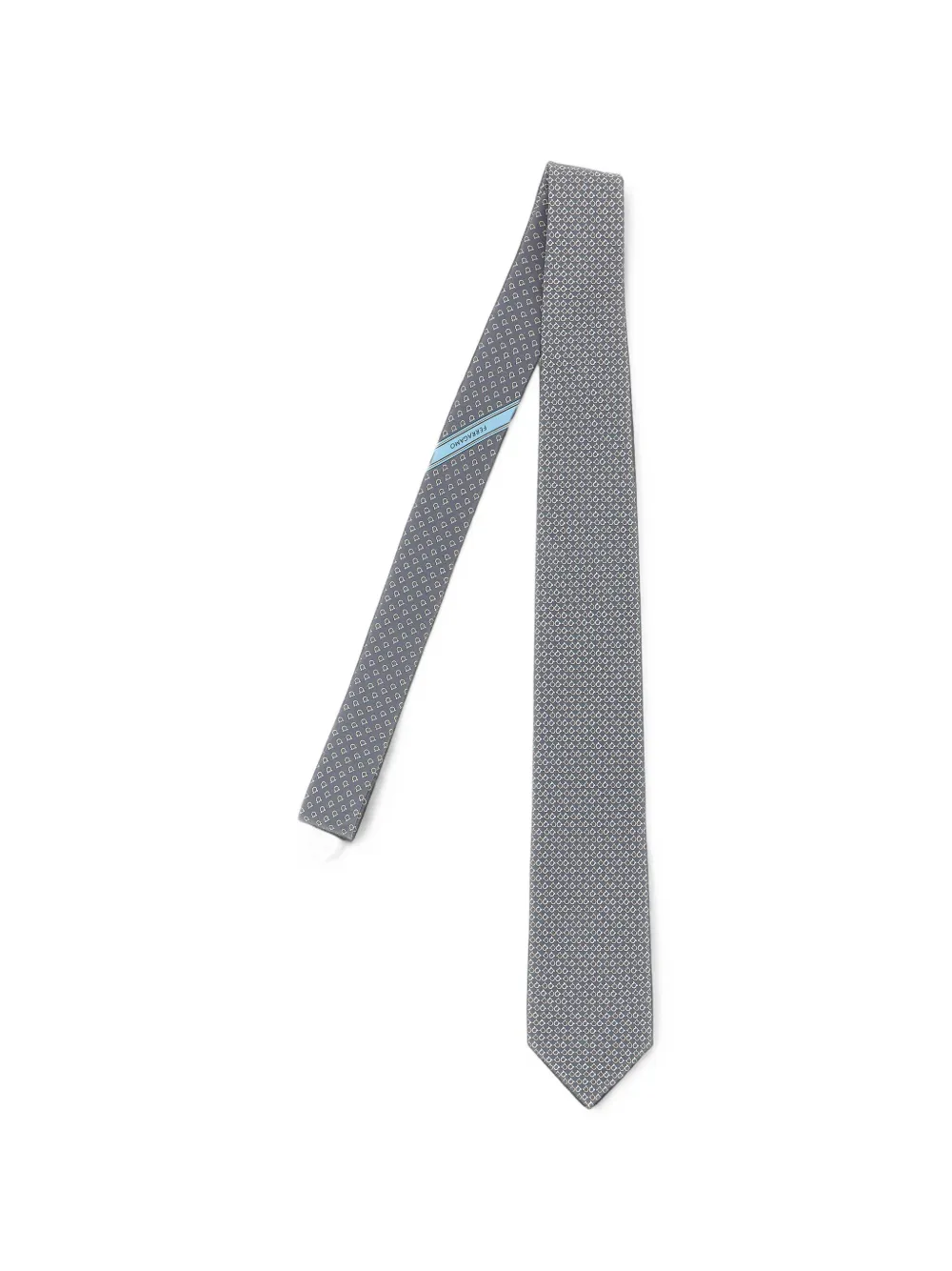Ferragamo Gancini square print silk tie - Grigio
