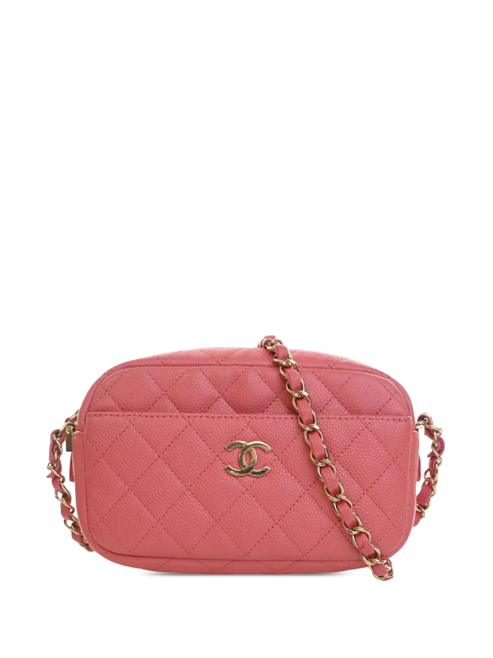 CHANEL Pre-Owned 2018 Small CC Quilted Caviar Camera Bag crossbody bag - Rosa