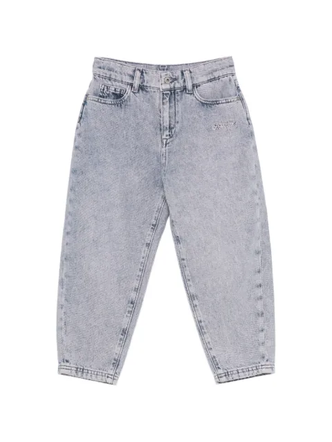 Off-White Kids Stitch Diag logo-embroidered acid-wash jeans