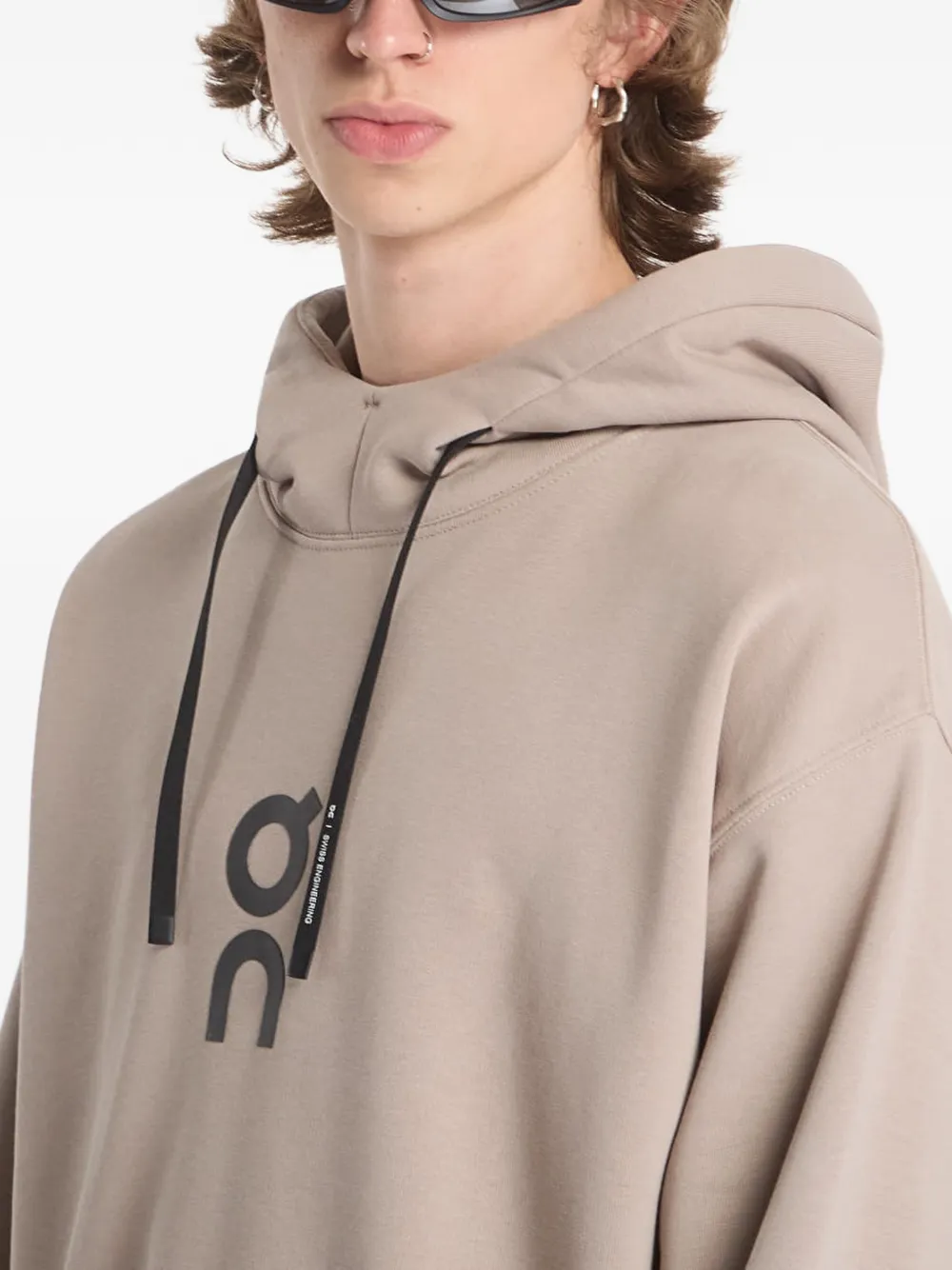 On Club hoodie met logoprint en trekkoord Beige