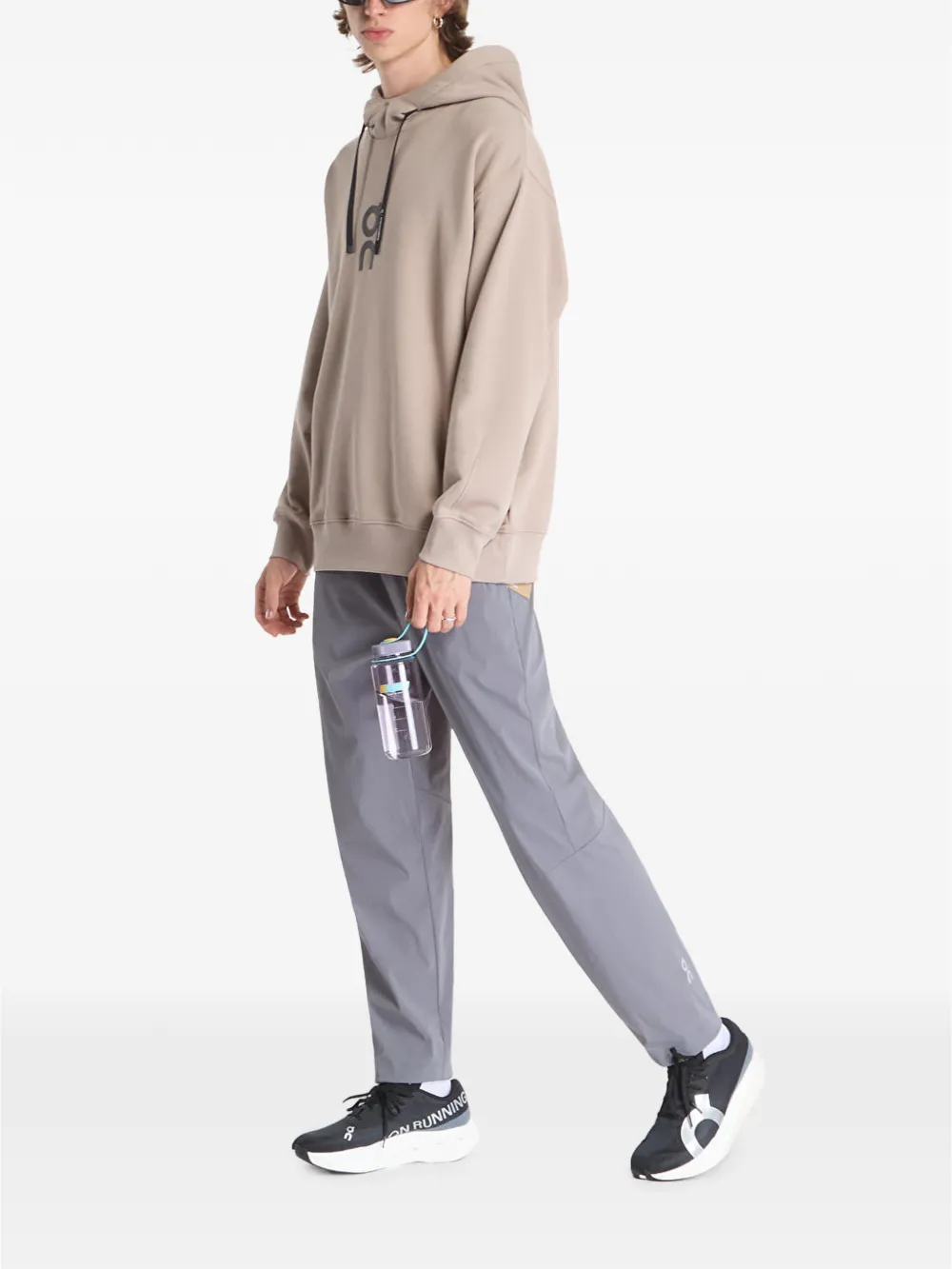 On Club hoodie met logoprint en trekkoord Beige