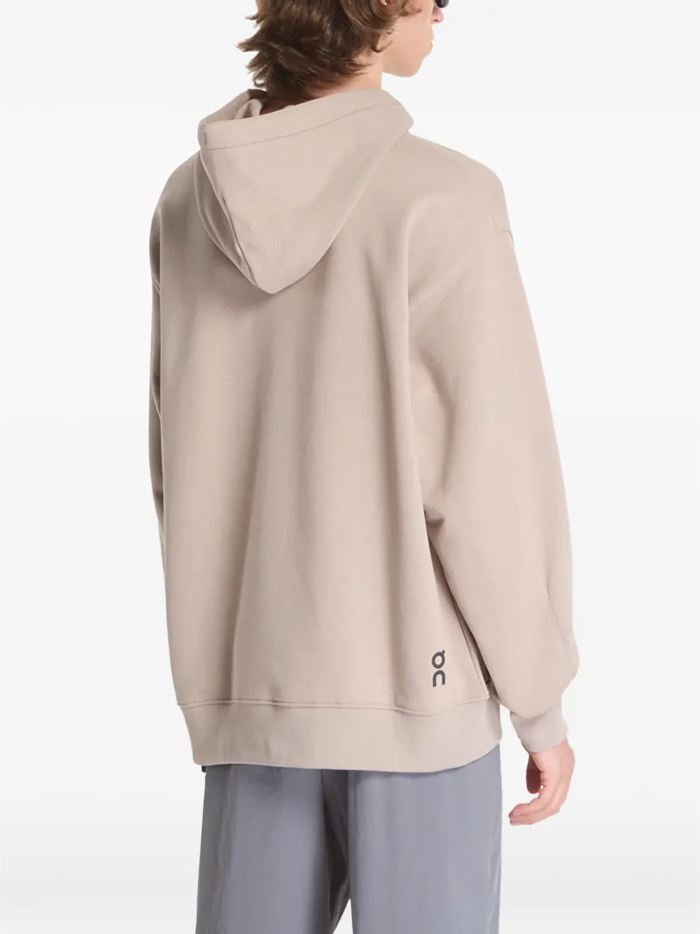 On Club hoodie met logoprint en trekkoord Beige