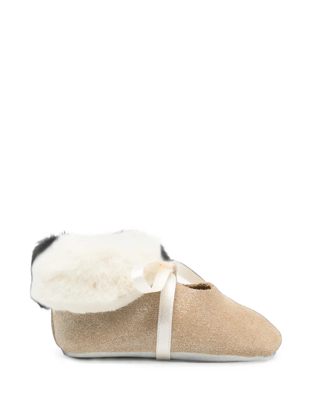 Tartine Et Chocolat glitter-effect faux-fur-trim crib shoes - Toni neutri