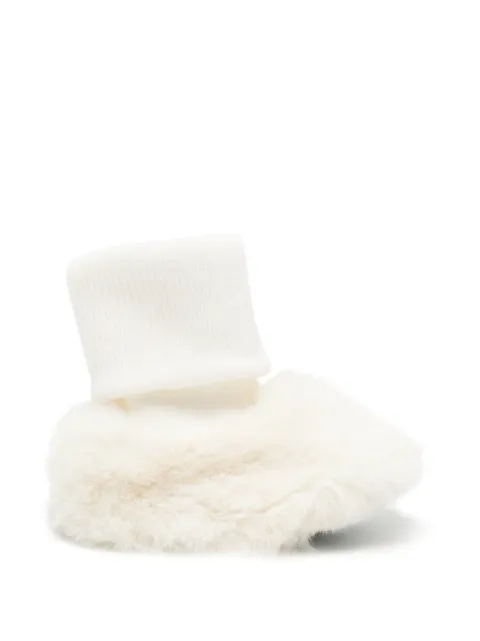 Tartine Et Chocolat faux-fur trim wool crib shoes
