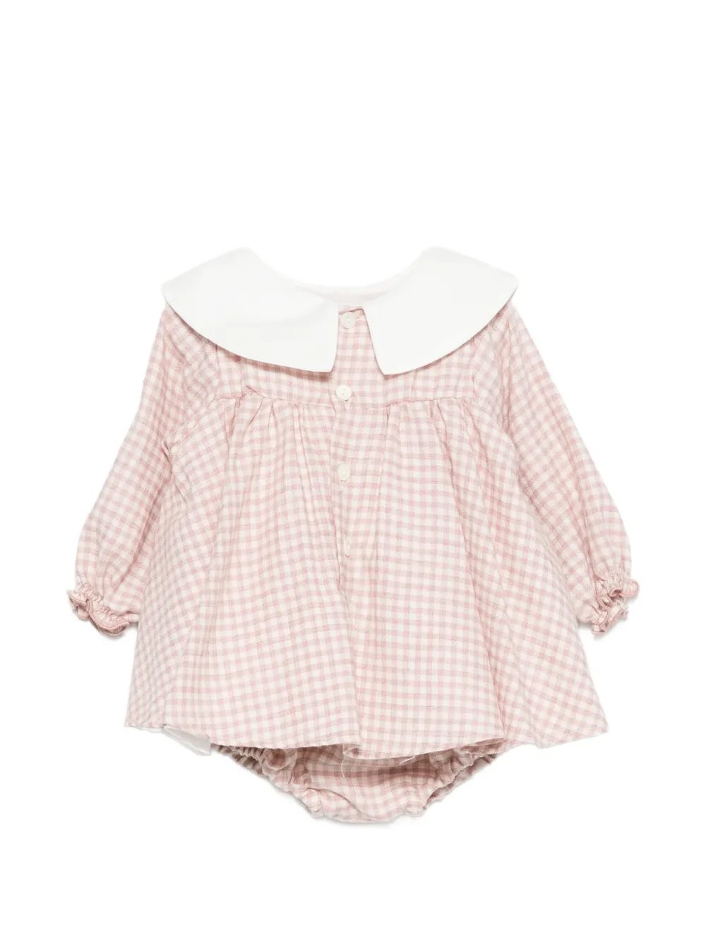 La Stupenderia gingham-pattern scalloped-collar dress Roze