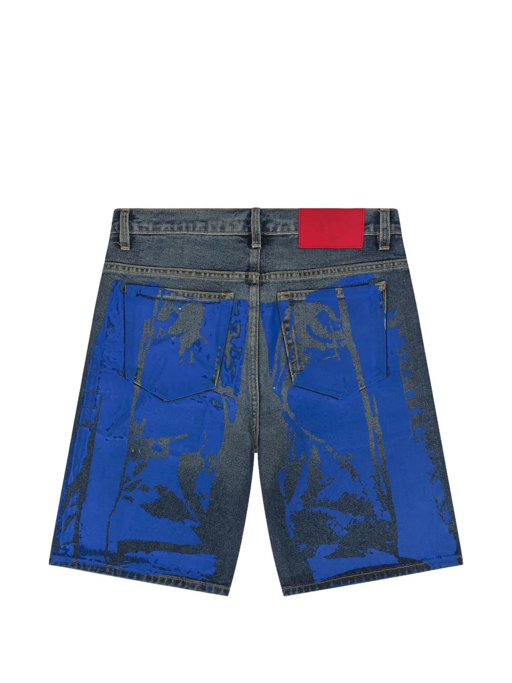 SP5DER logo-print denim shorts Blauw
