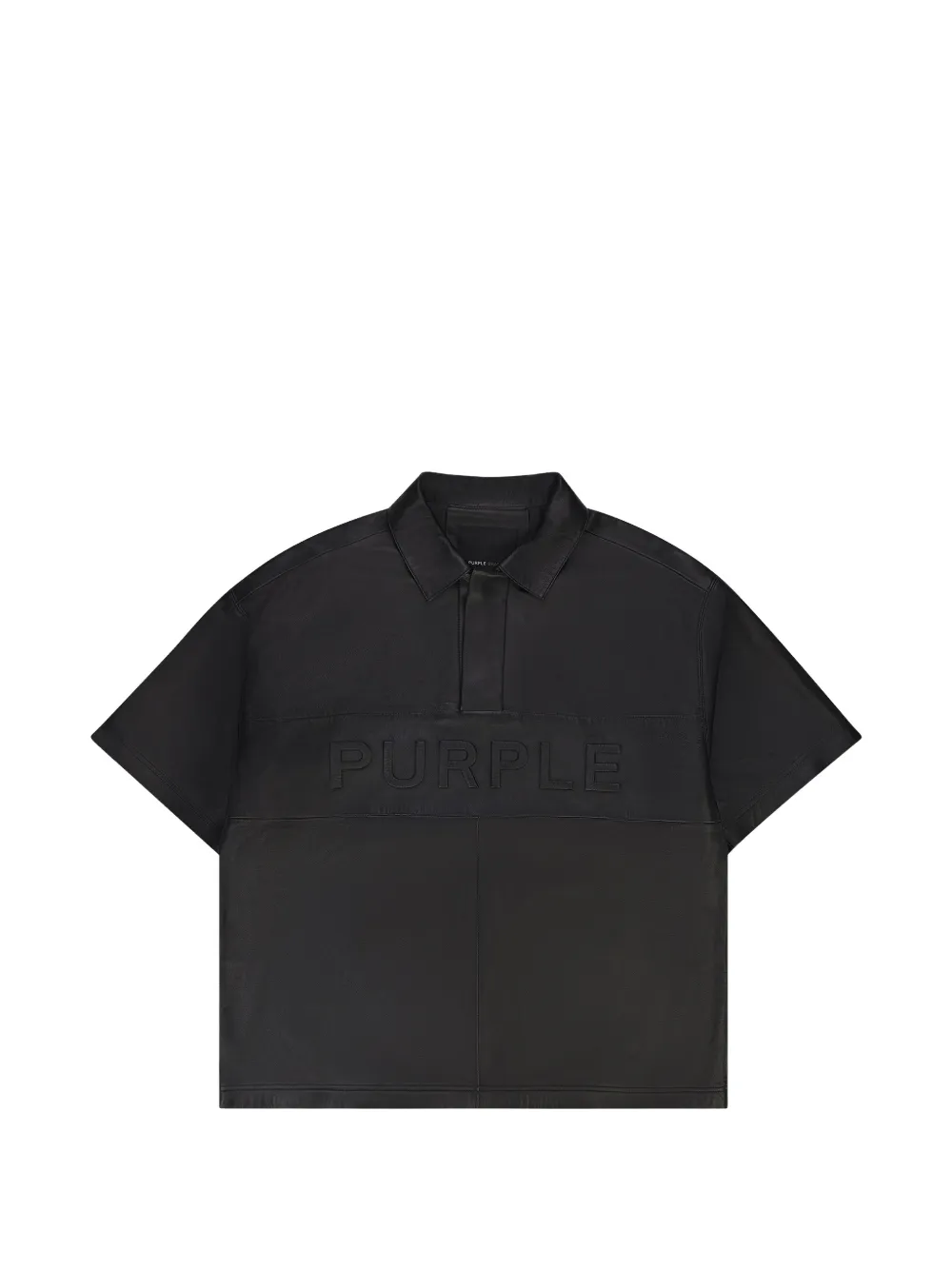 Purple Brand logo-embossed leather polo shirt