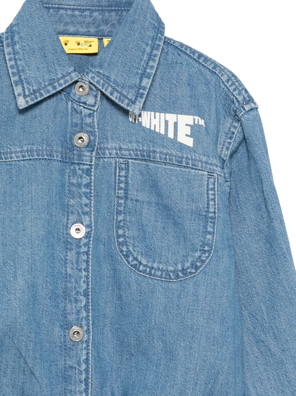 Off-White Kids Arrows logo denim shirt Blauw