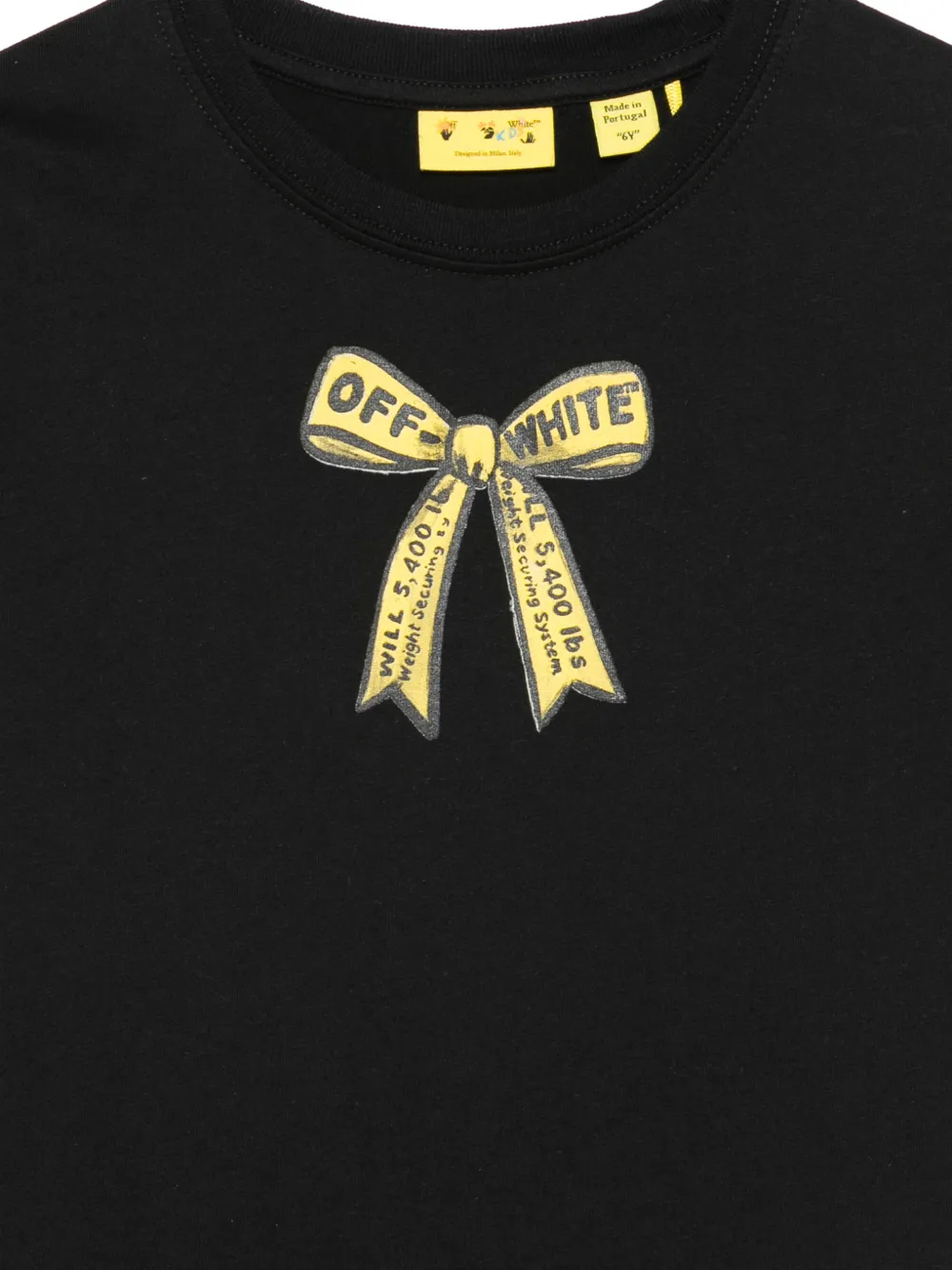 Off-White Kids Arrow Industrail Tape bow-print T-shirt Zwart