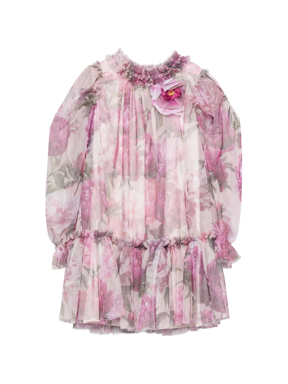 Dolce & Gabbana Kids floral-print ruffled dress - Rosa