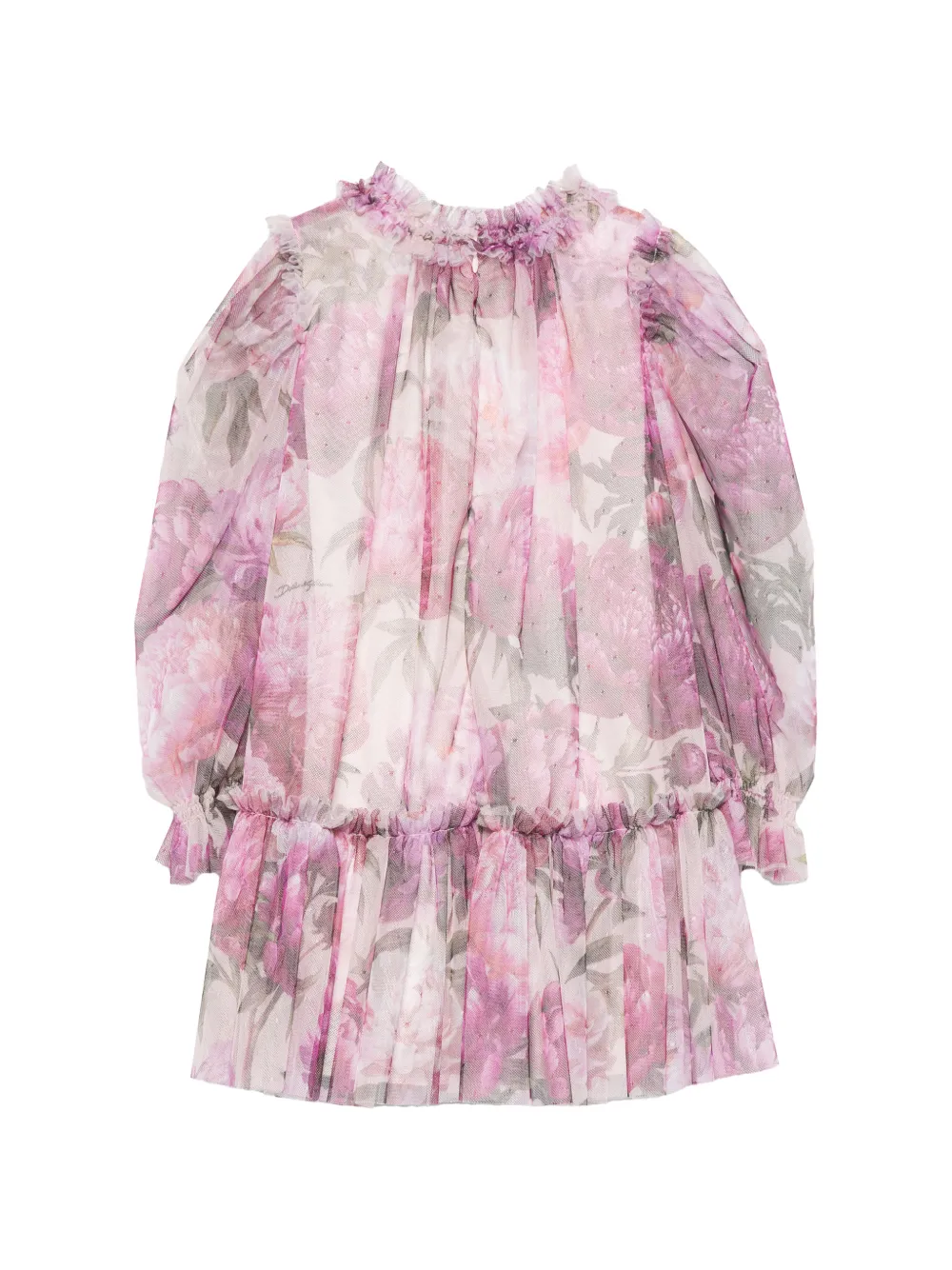 Dolce & Gabbana Kids floral-print ruffled dress Roze