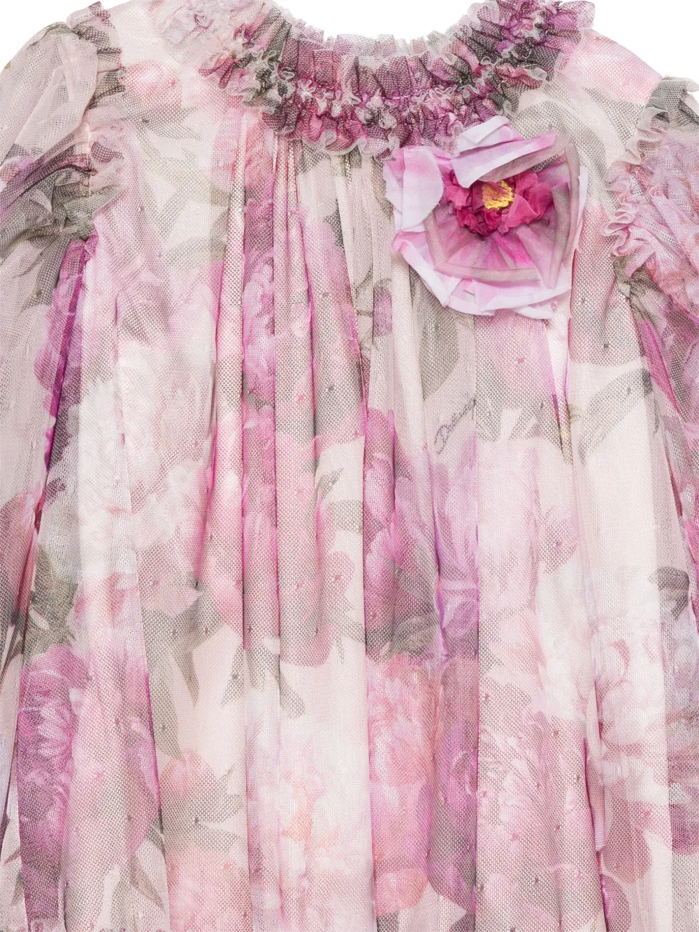 Dolce & Gabbana Kids floral-print ruffled dress Roze