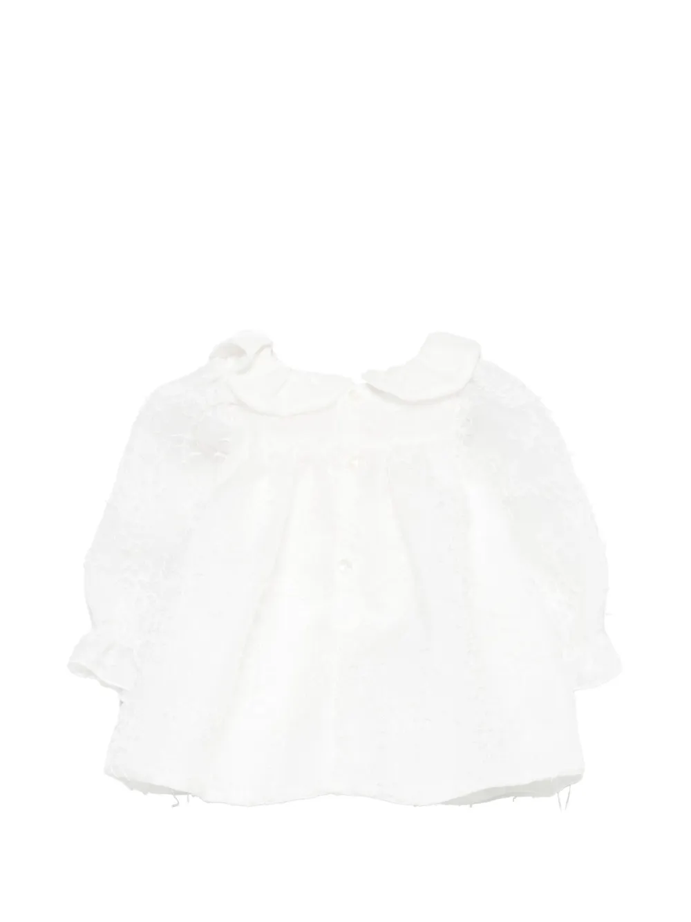 La Stupenderia lace-overlay ruffled dress Wit