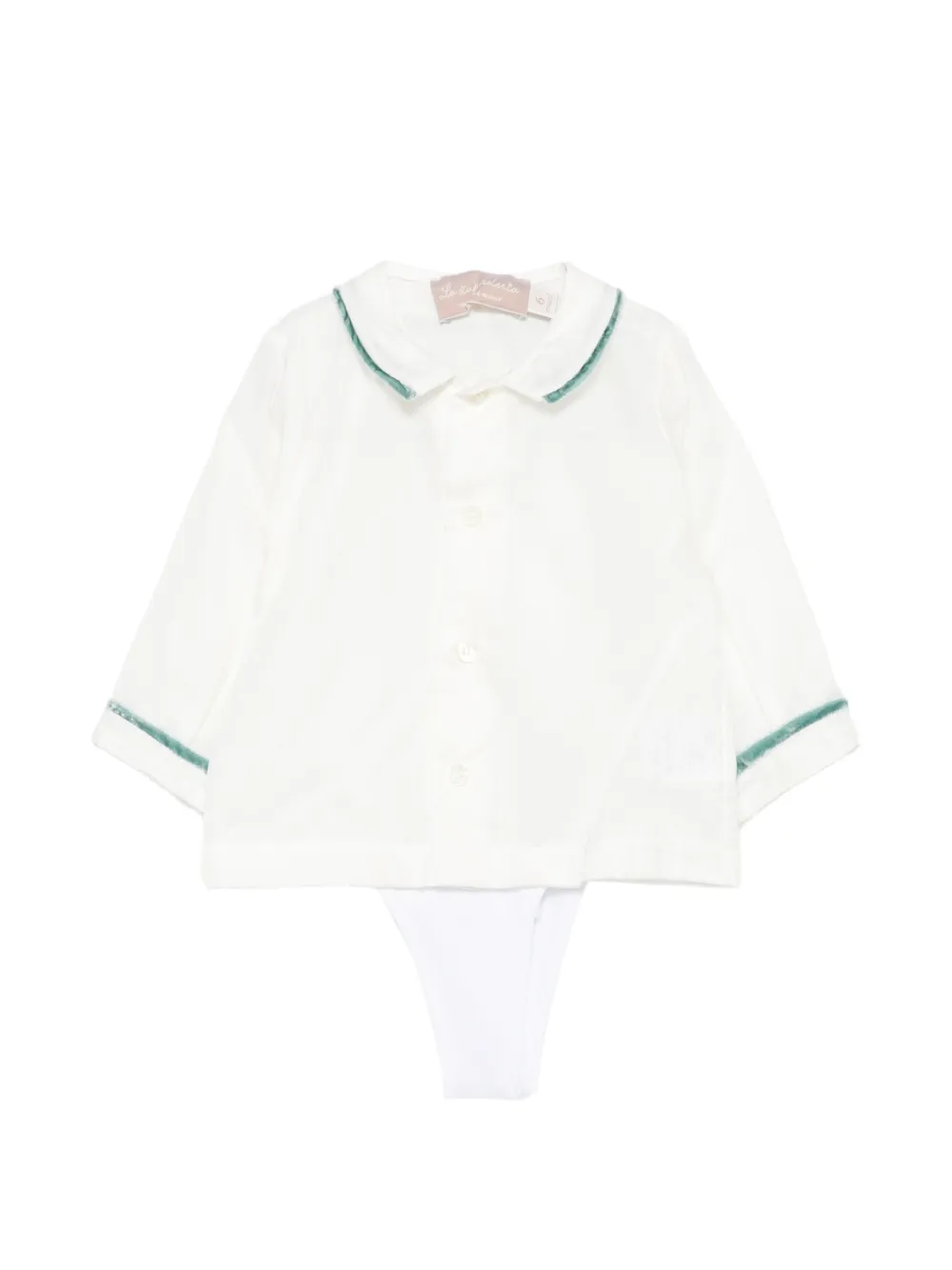 La Stupenderia velvet-trim shirt and shorts set Wit