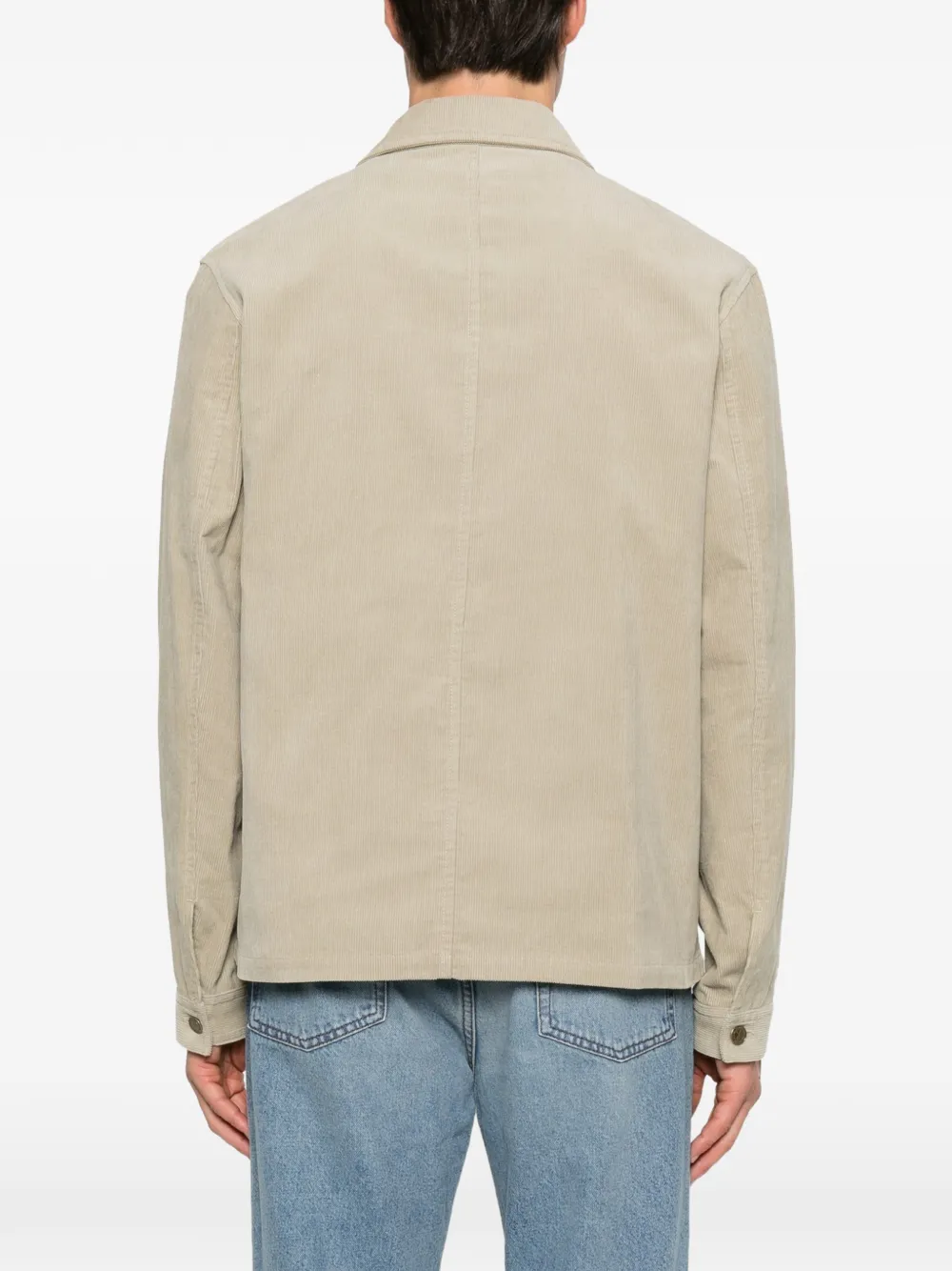 A.P.C. Rodney ribfluwelen shirtjack met opgestikte zak Beige