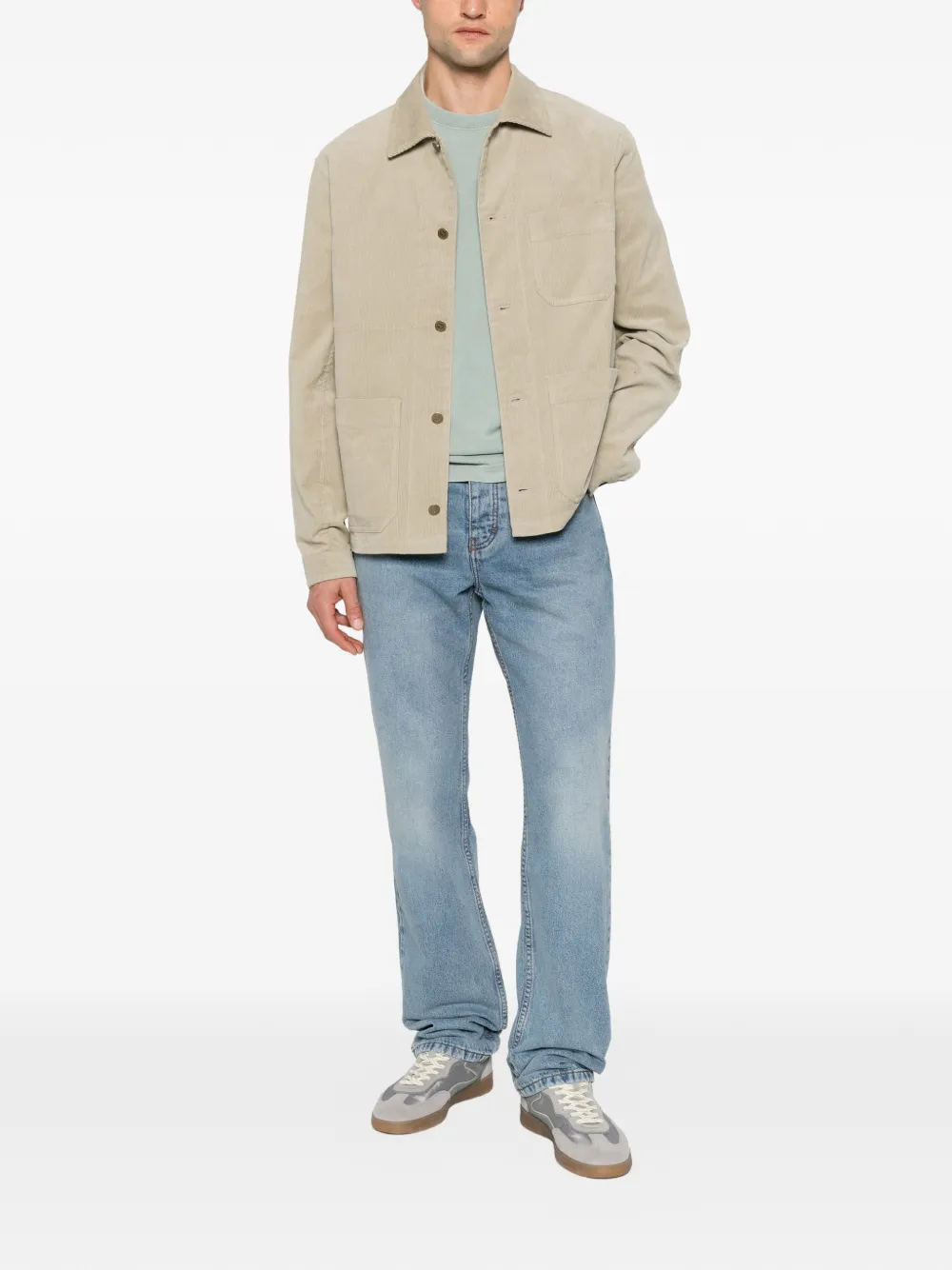A.P.C. Rodney ribfluwelen shirtjack met opgestikte zak Beige