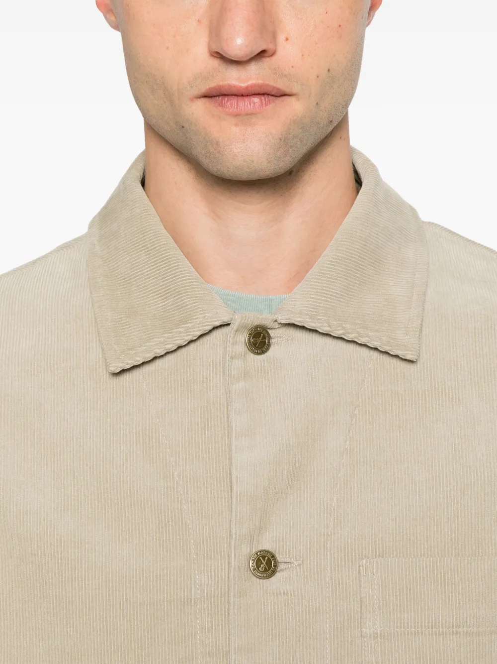 A.P.C. Rodney ribfluwelen shirtjack met opgestikte zak Beige