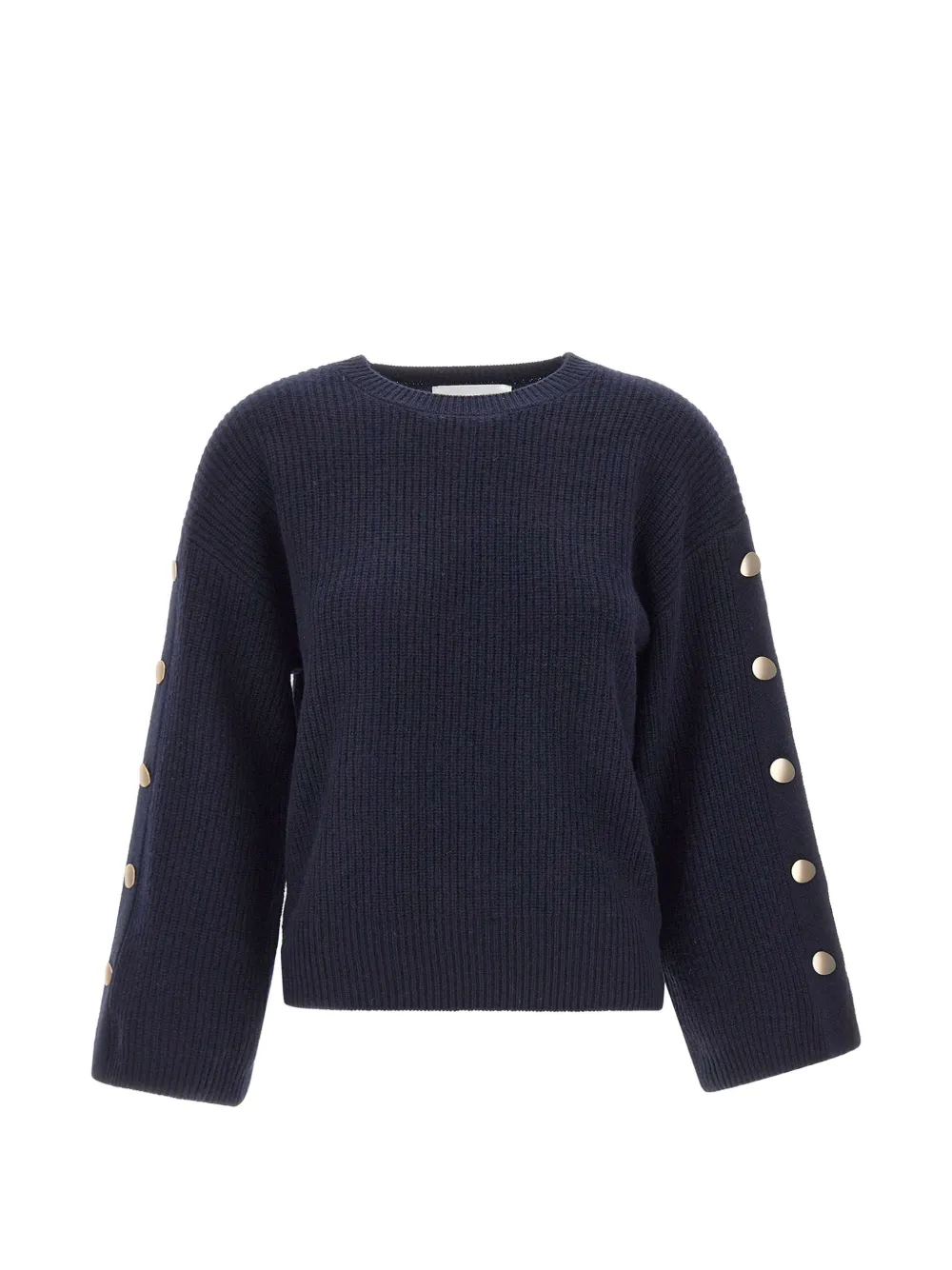 kaos ribbed-knit button-sleeve sweater