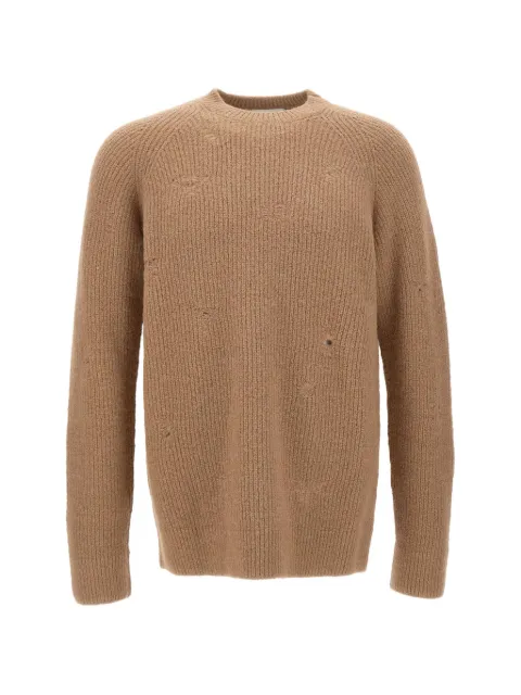 Laneus distressed fisherman-rib sweater
