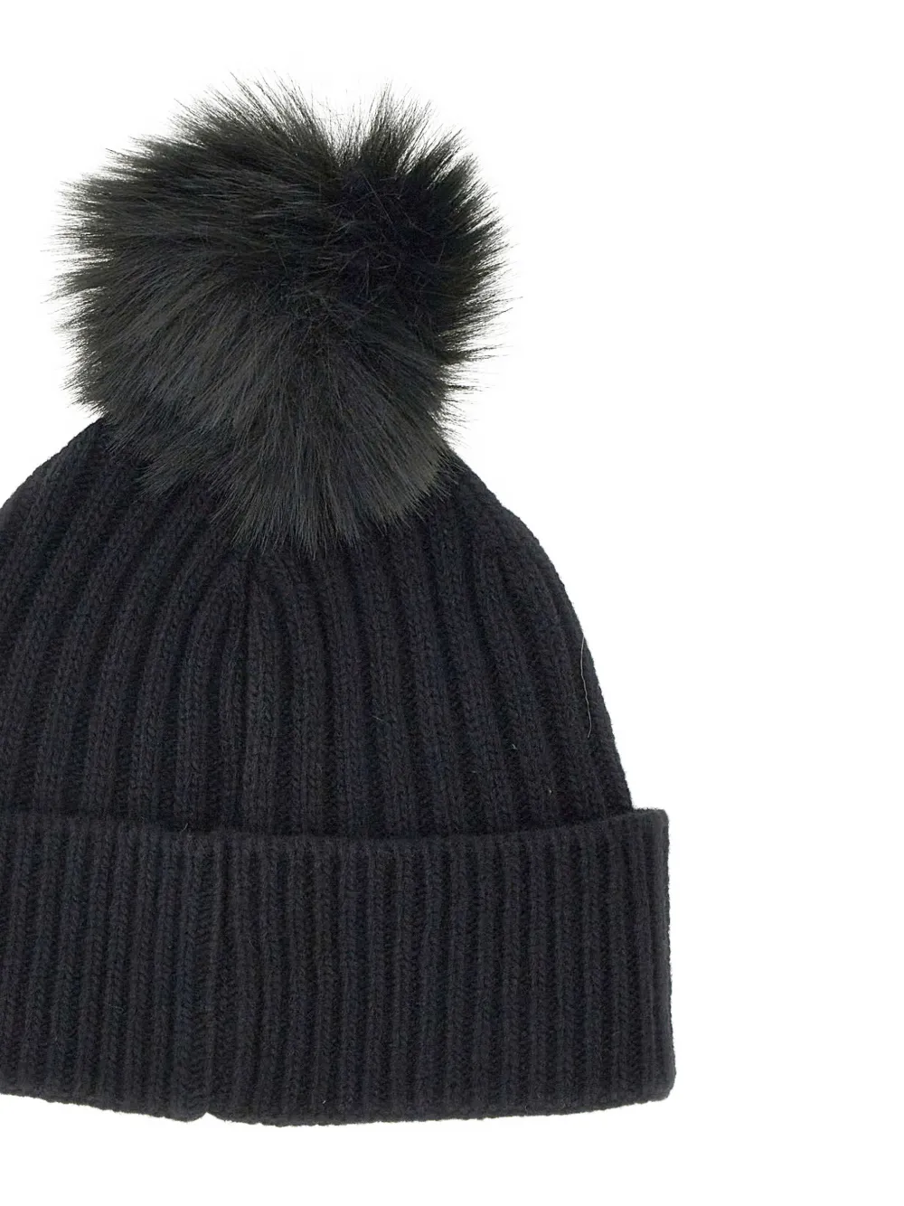 Colmar Geribbelde muts met pompon Zwart