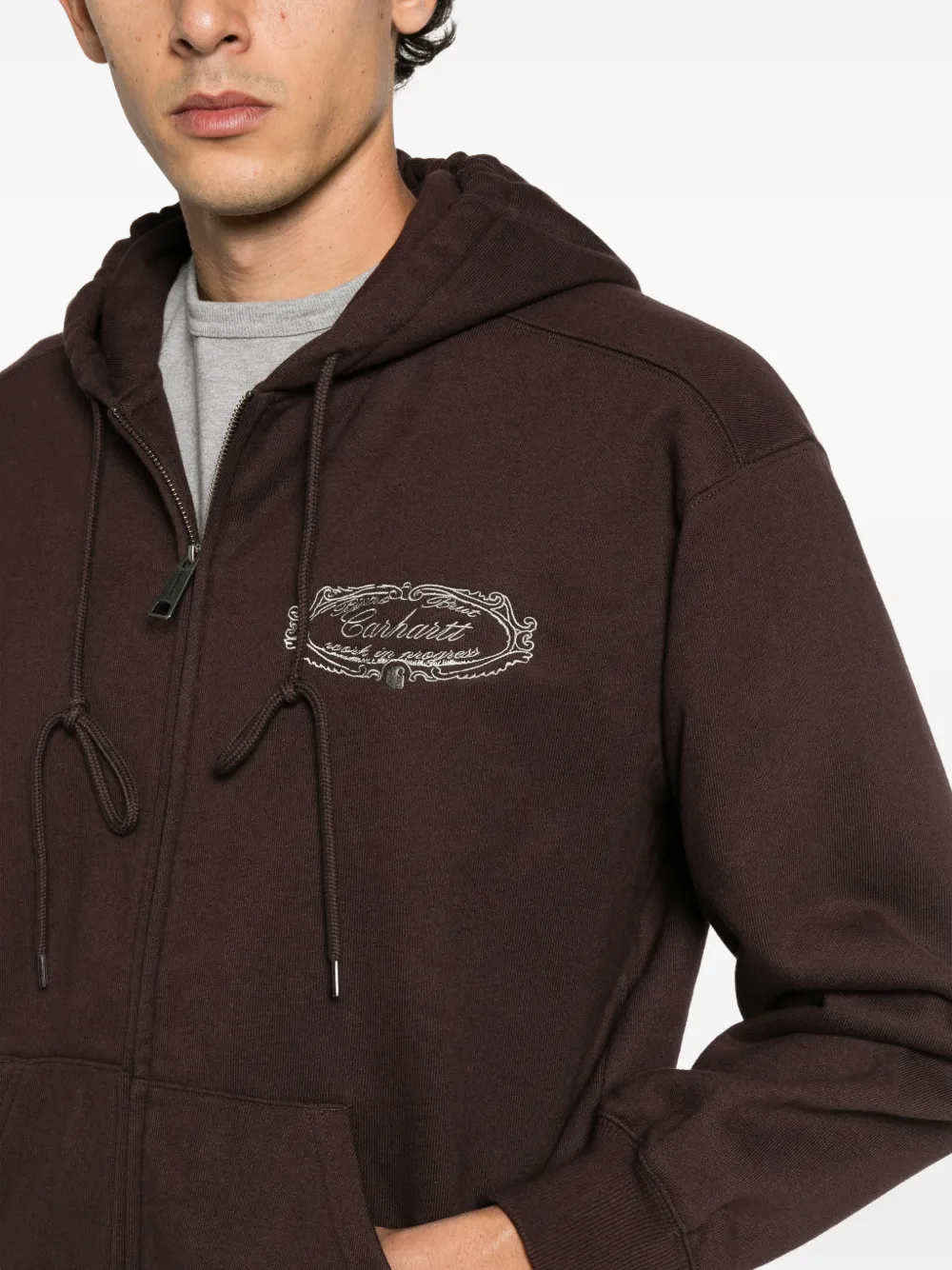 Carhartt WIP graphic-print zip-up hoodie Bruin