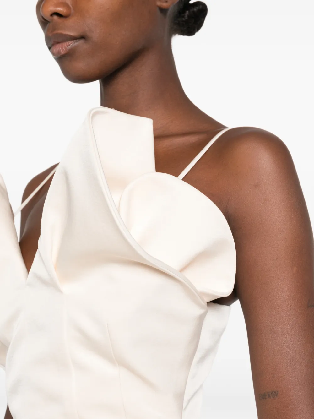 Magda Butrym sculptural V-neck dress Beige