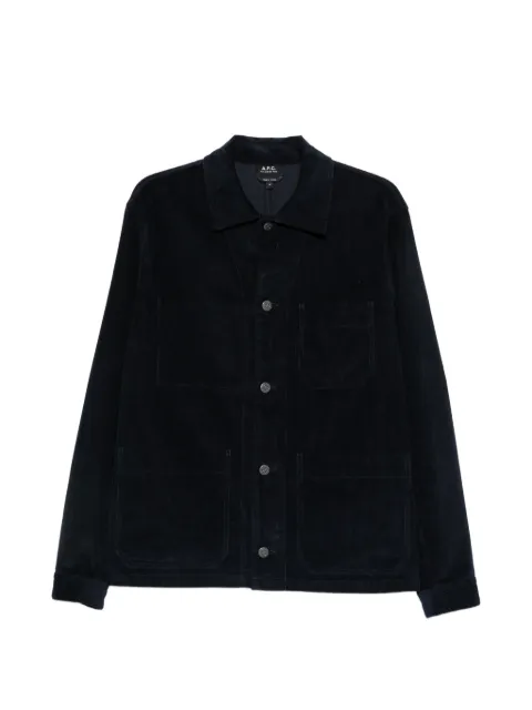 A.P.C. جاكيت 'رودني' مخملي مضلع بتصميم قميص