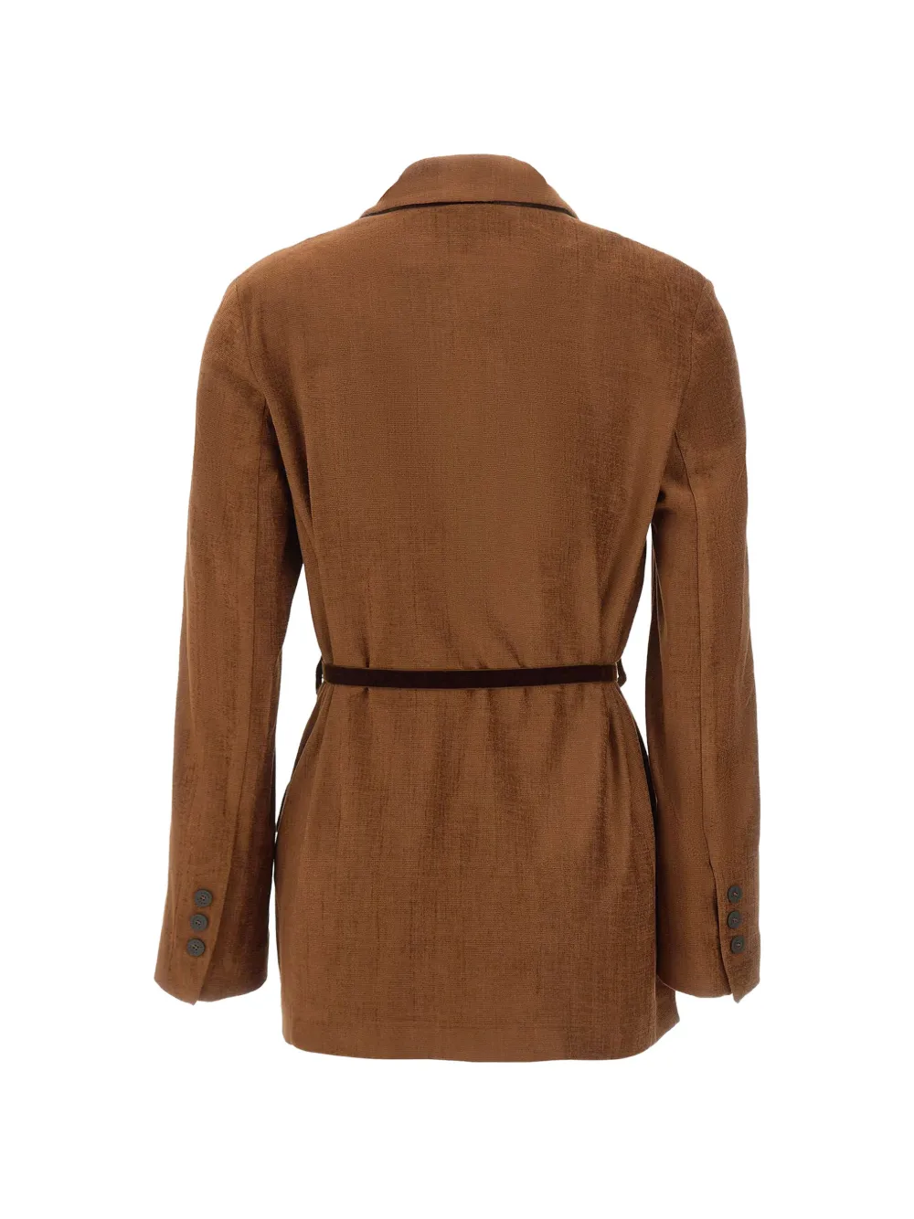 kaos Blazer met suède-effect en ceintuur Bruin