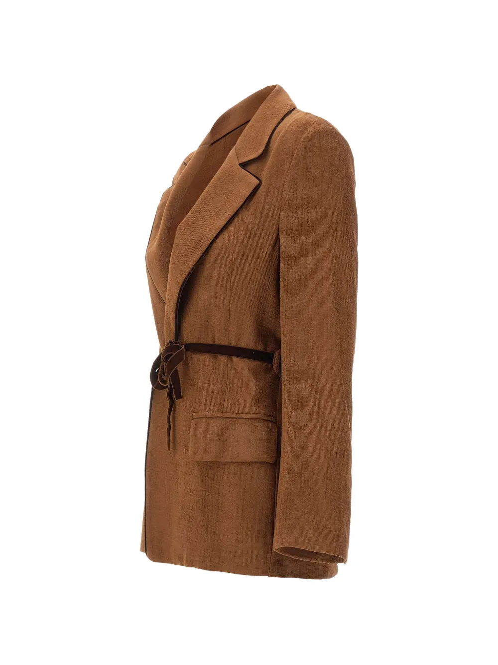 kaos Blazer met suède-effect en ceintuur Bruin