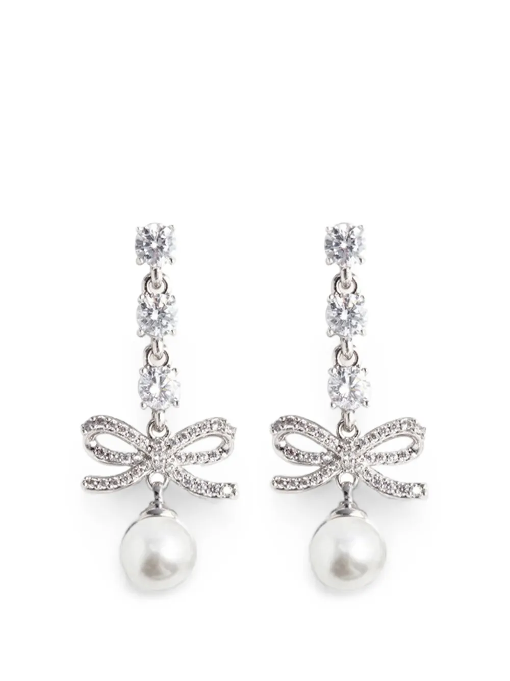 Self-Portrait bow-charm earrings - Argento