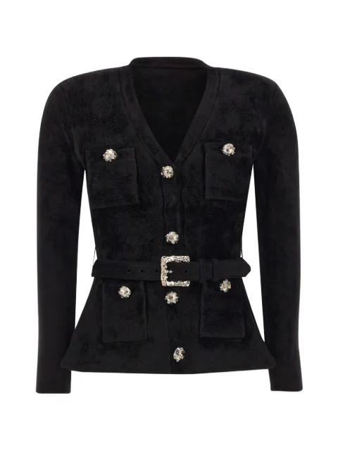 Self-Portrait belted chenille-knit cardigan
