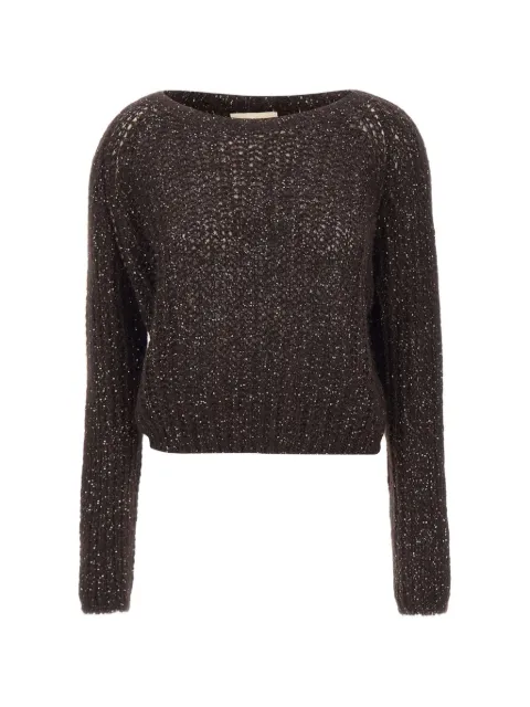 kaos sequin-embellished openwork-knit sweater