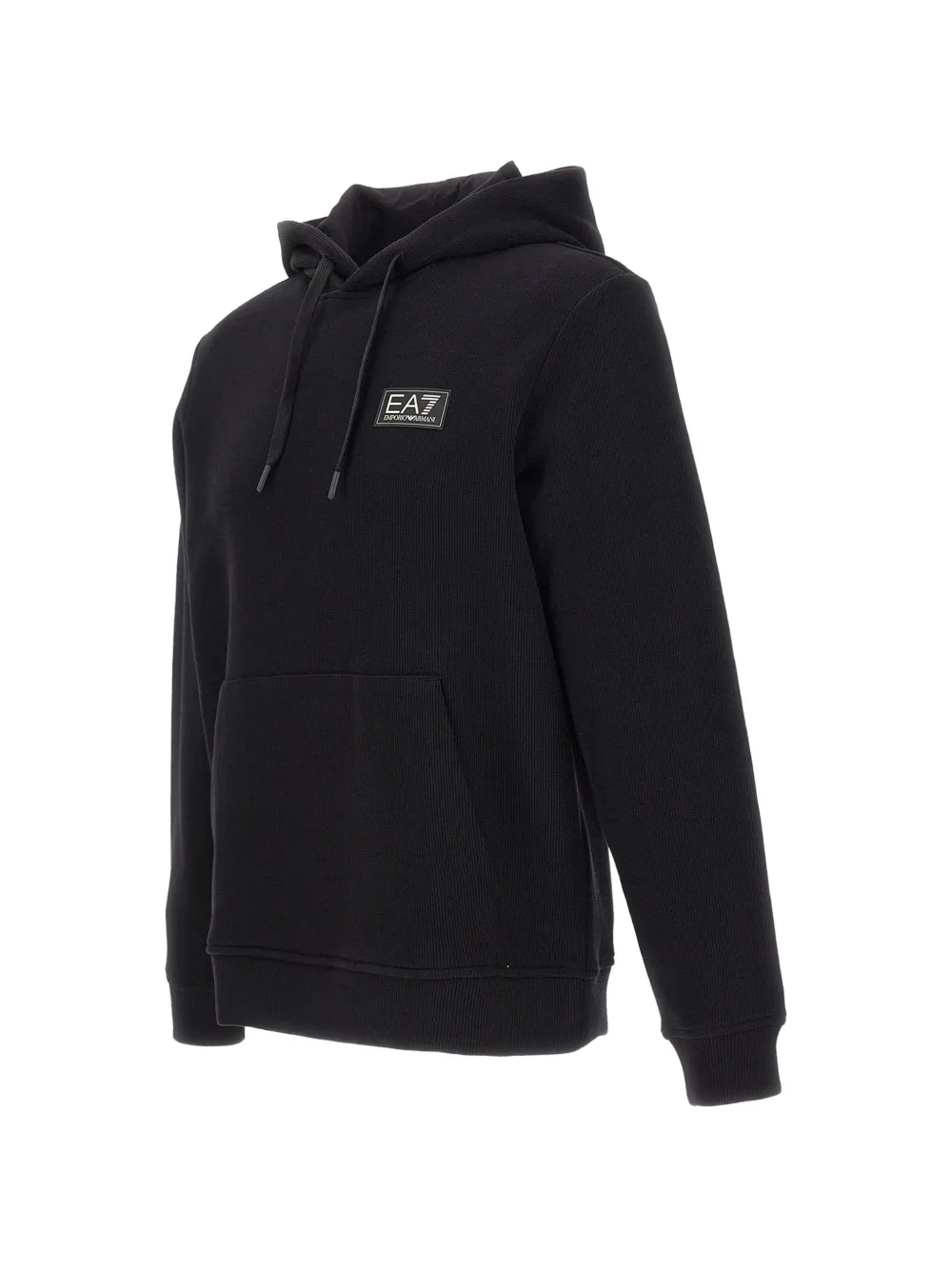 Ea7 Emporio Armani Geribbelde hoodie met logo-patch Zwart