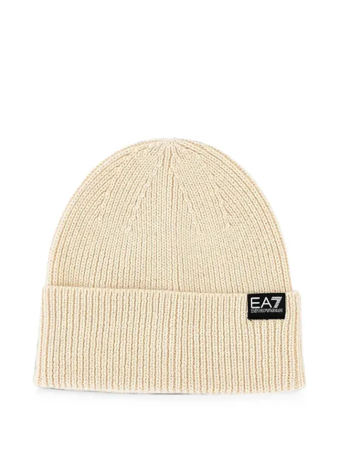 Ea7 Emporio Armani ribbed-knit beanie hat